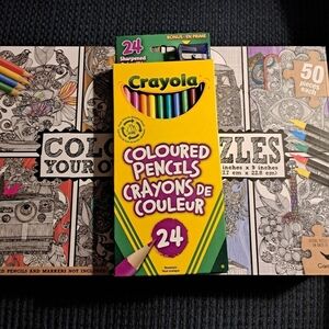 Color your own puzzles 8 puzzles & 24 Crayola pencil crayons